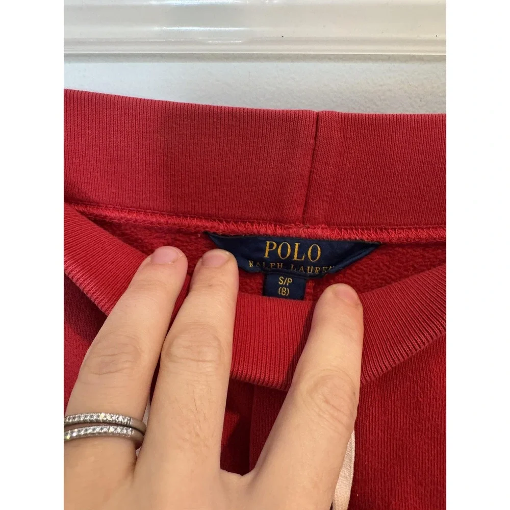 Polo Ralph Lauren Sweatpants Boys Small 8‎ Red Jogger Fleece Drawstring Pony